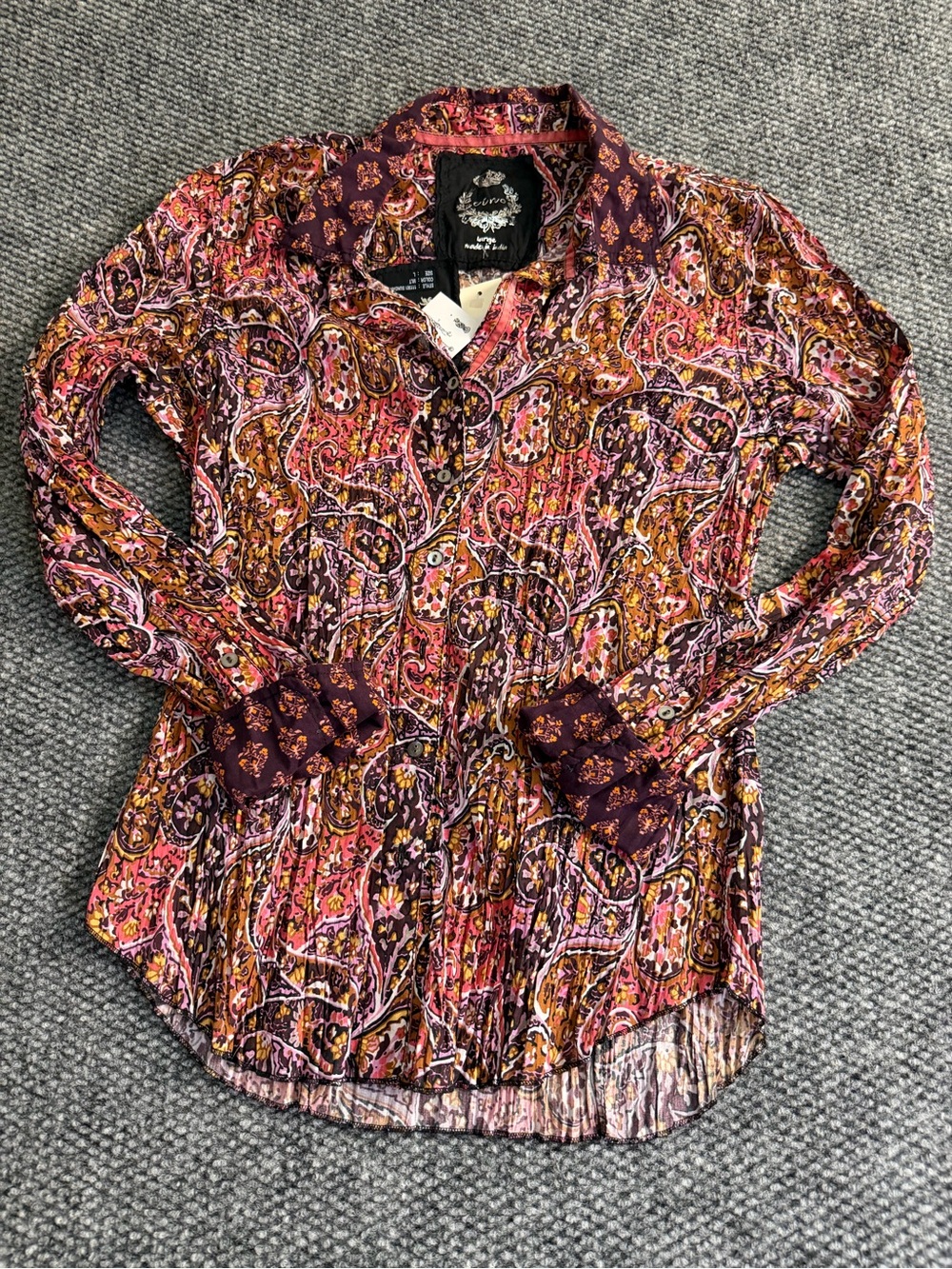 NWT Sundance Cino Crinkle Paisley Button-Down Shirt